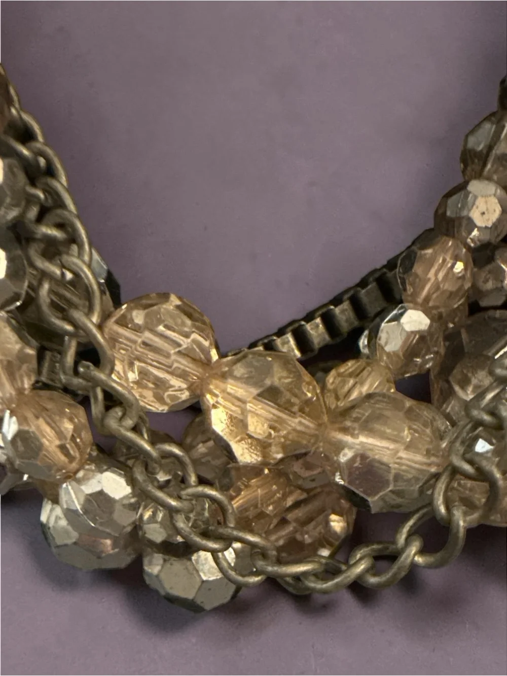 Vintage Simply Vera Wang Multi-Strand Pink Crystal Beaded Necklace 20–24”